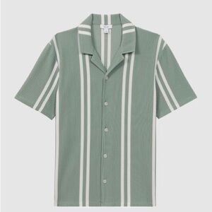 Reiss Ribbed striped Cuban collar shirt